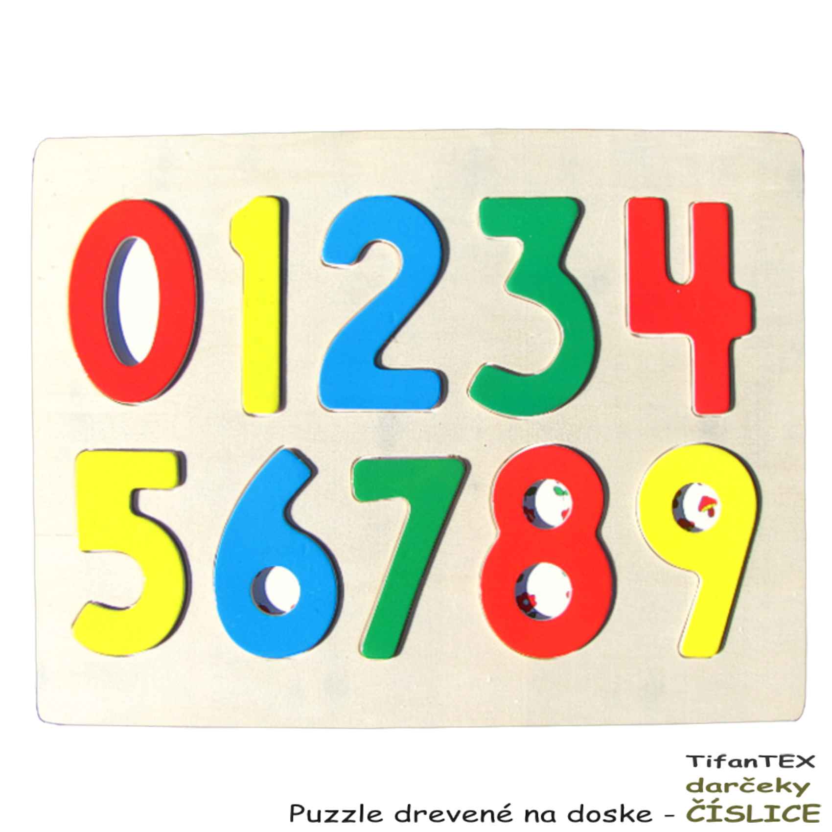 Vkladacie puzzle drevené na doske číslice - hračky Tifantex