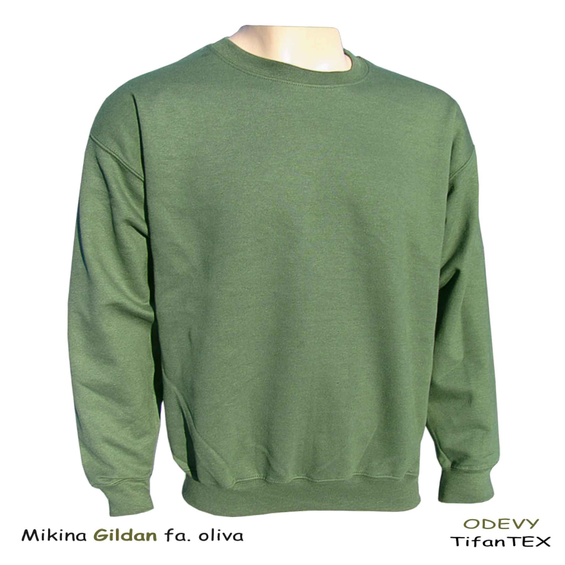Úpletová mikina pánska Gildan zelená army, Tifantex veľkoobchod