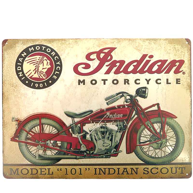 Retro Tabuľa plechová Motorka Indian Model 101
