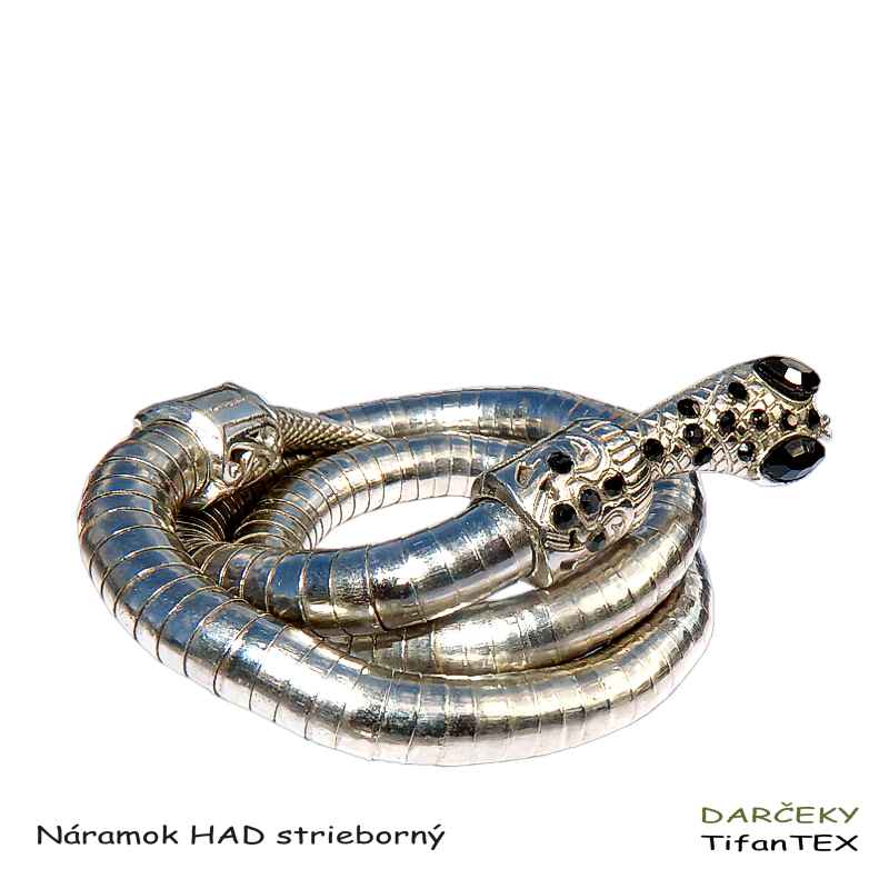 Egyptský náramok strieborný Had