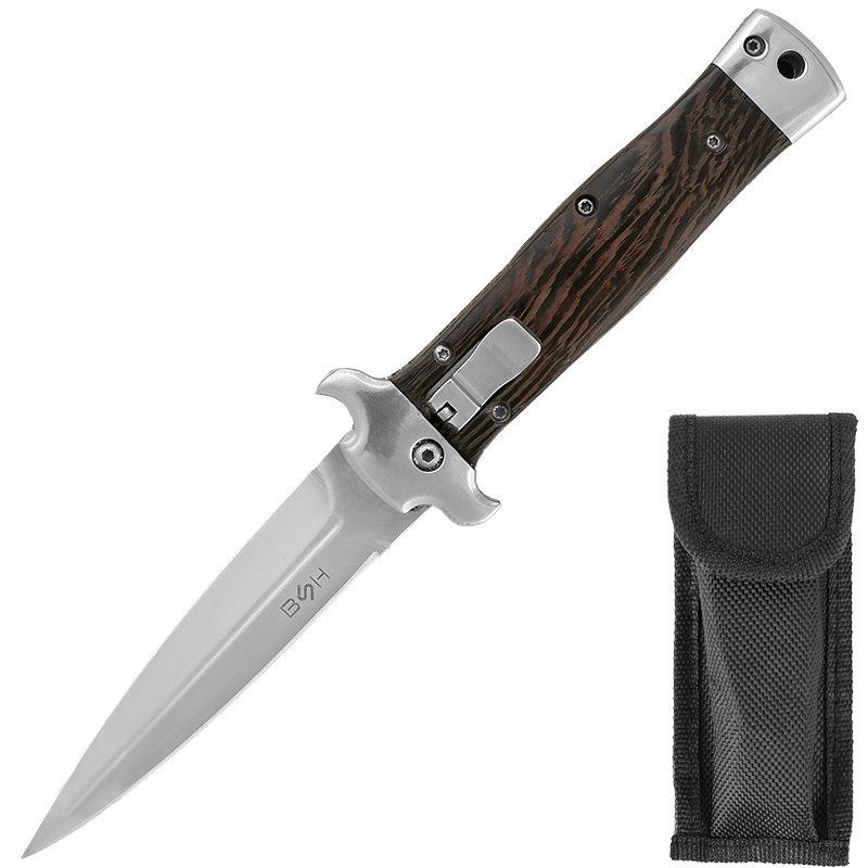 Vyskakovačka EDC knife wood