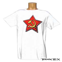 Tričko Ruská hviezda (kladivo a kosák) biele