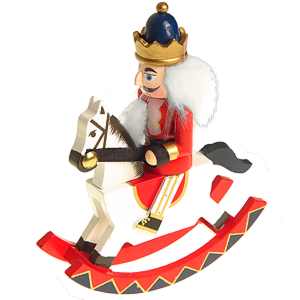 Luskáčik na koni Kráľ červený výška 15cm 