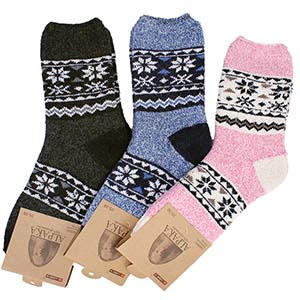 Dámske ponožky z ovčej vlny Alpaca 3ks Nórsky vzor Soby