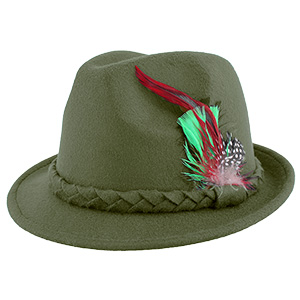 Poľovnícky klobúčik s pierkami zelený